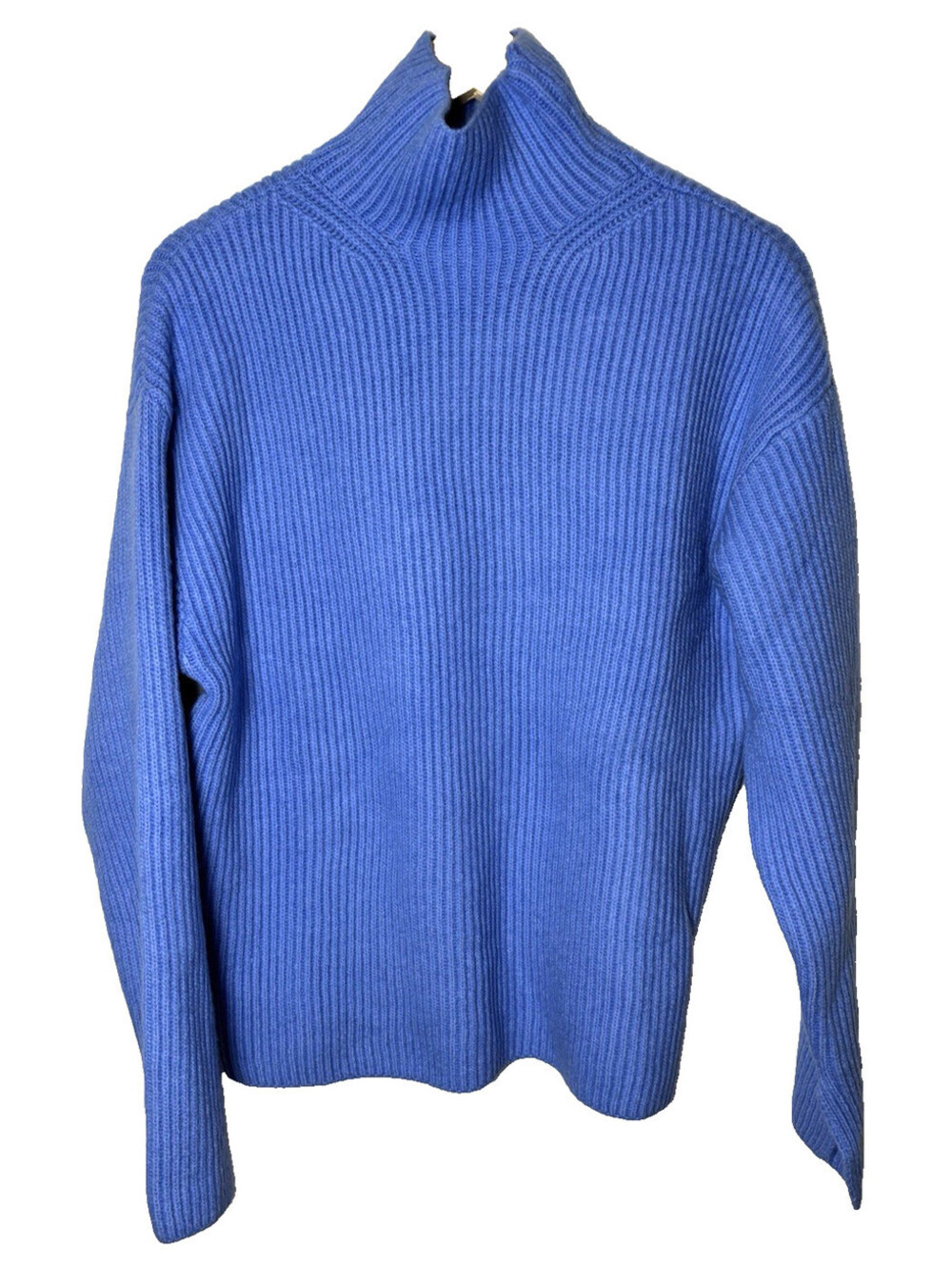 H& M Rib-knit Mock Turtleneck Sweater In Blue Size Small NWT Oversize Wool Blend